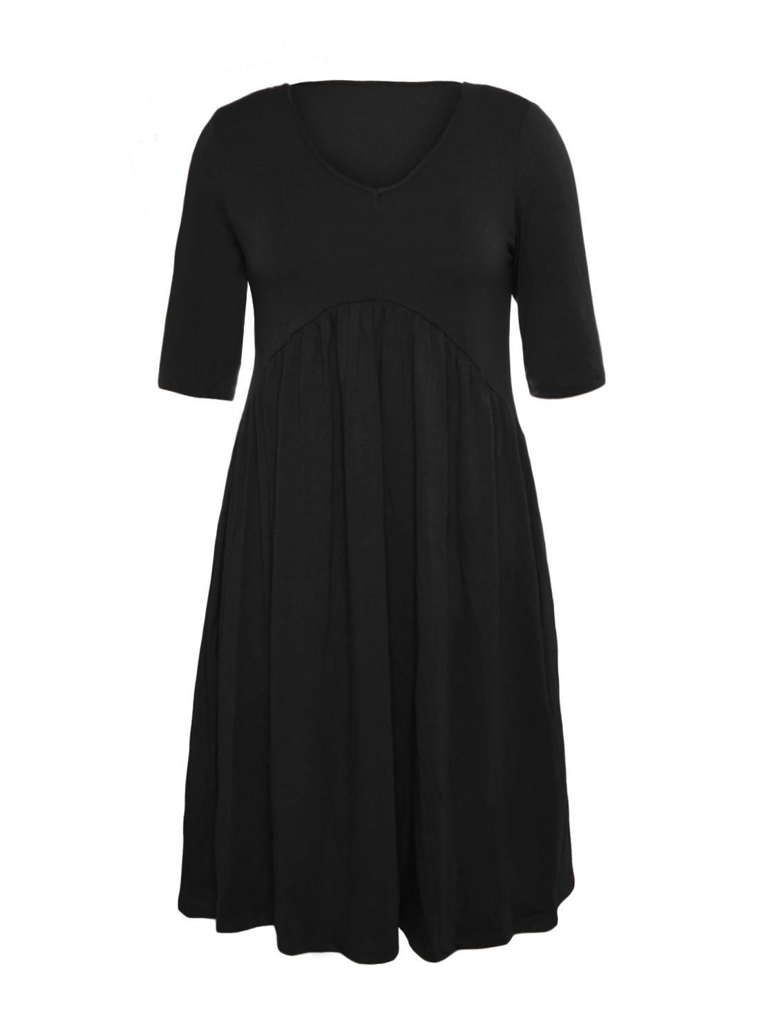 BY61653-2 Black 3 Sleeve Draped Swing Dress